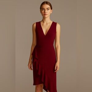 NWT Georgia Hardinge Strobe Chevron Dress in Burgundy Maroon XS